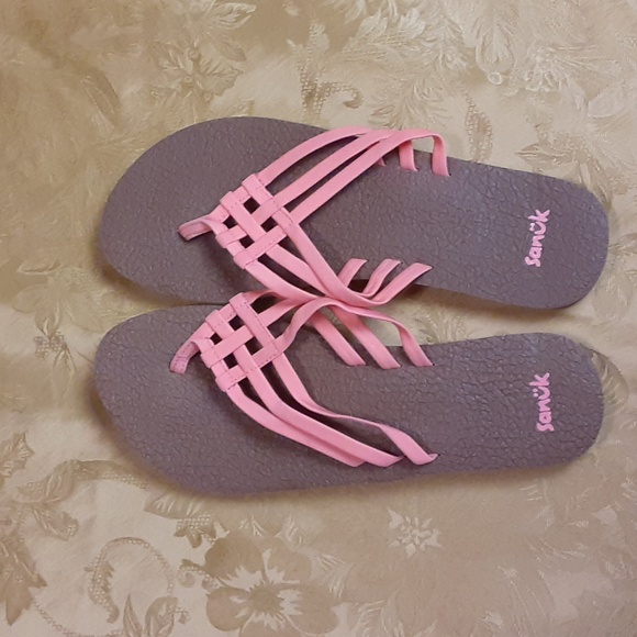 SANUK Women's Yoga Sandy Flip-Flops Sandals Size W10 Color Burnt Coral LIKE NEW - Picture 4 of 11